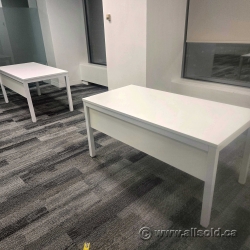 White Straight Work Table w/ Privacy Screen 60" x 30"